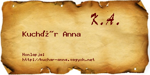 Kuchár Anna névjegykártya